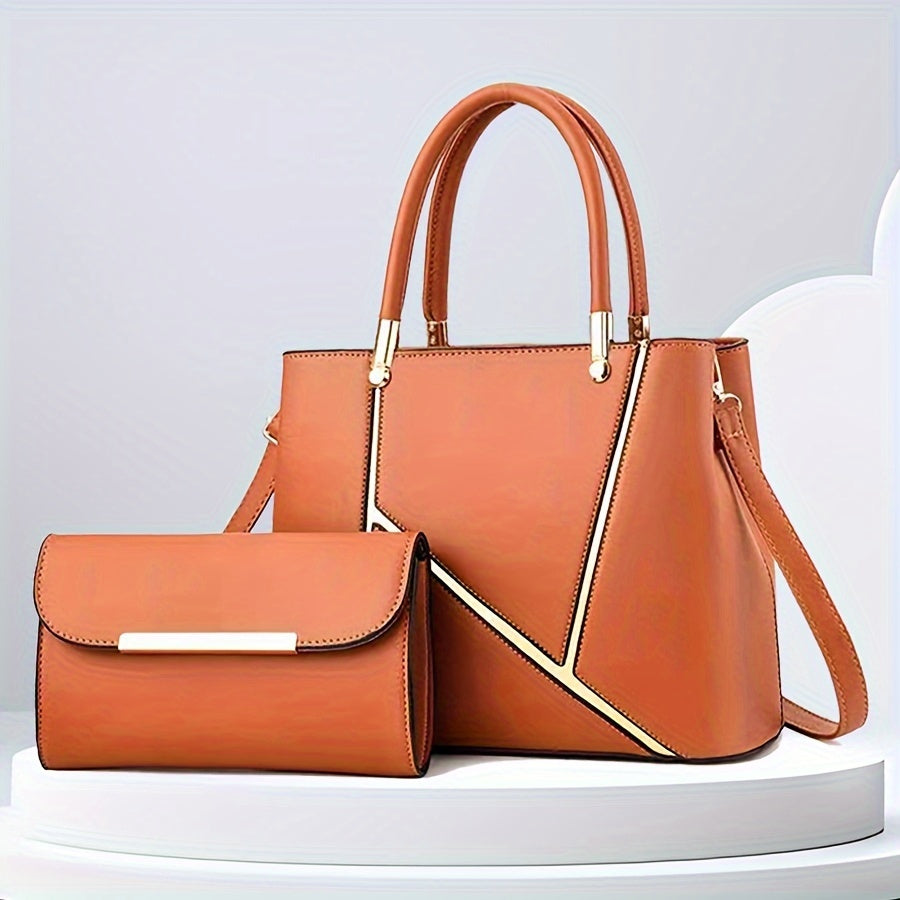 Premium elegant 2-piece women's handbag set. A chic tote & matching crossbody purse. Ideal gift for her.