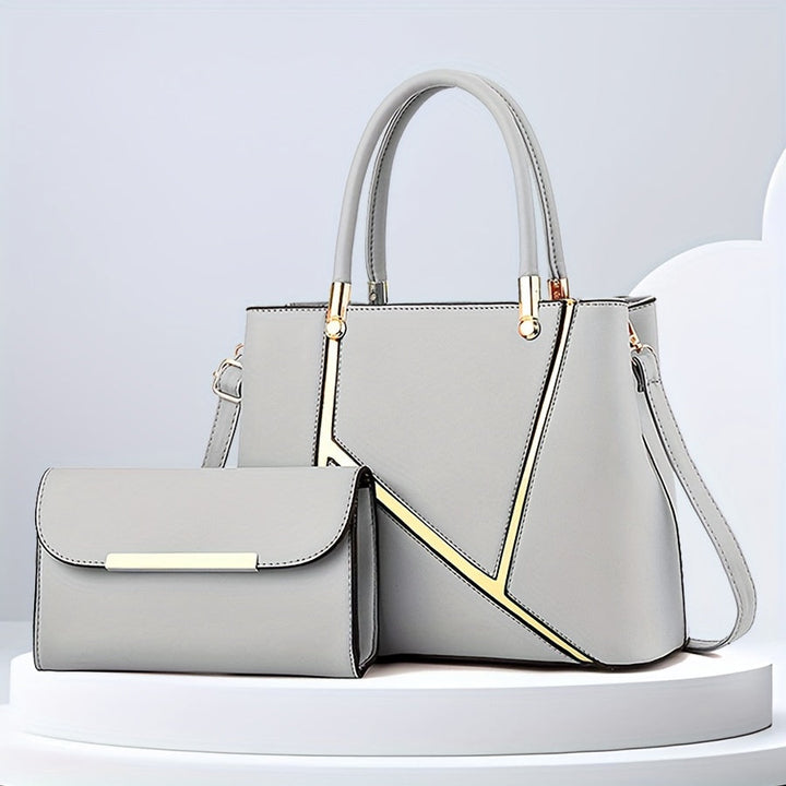 Women's elegant faux leather 2-piece handbag set. Stylish tote & crossbody purse, a must-have fashion accessory.