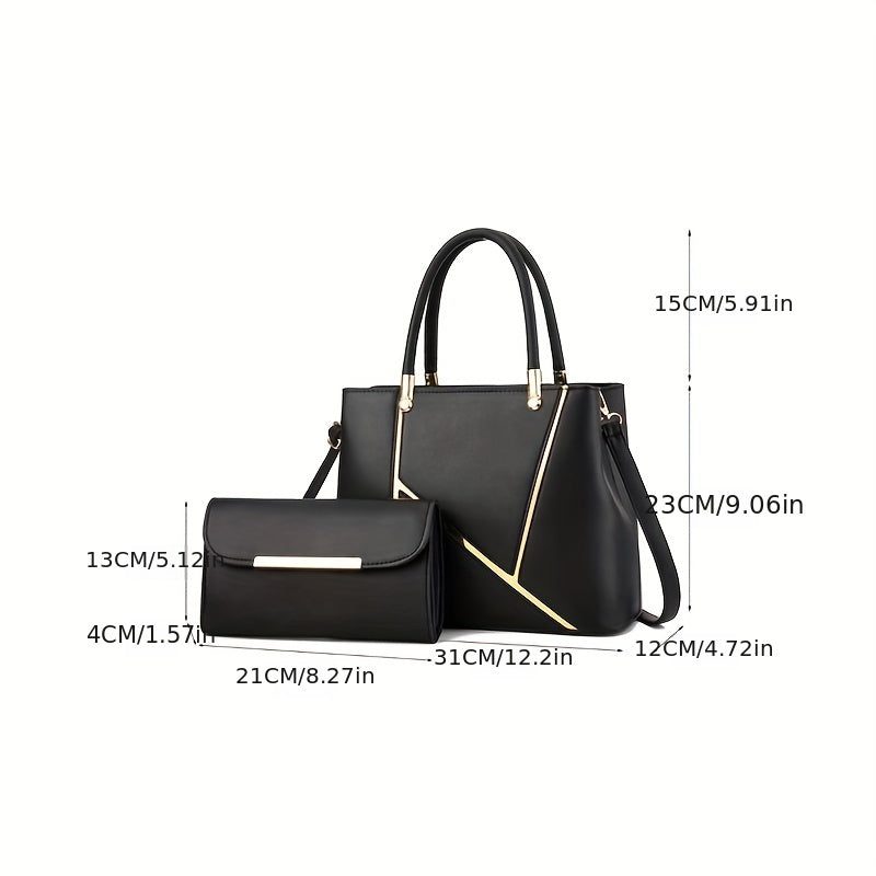 Spacious interior of an elegant women's tote bag from a 2-piece set, with matching crossbody purse visible.