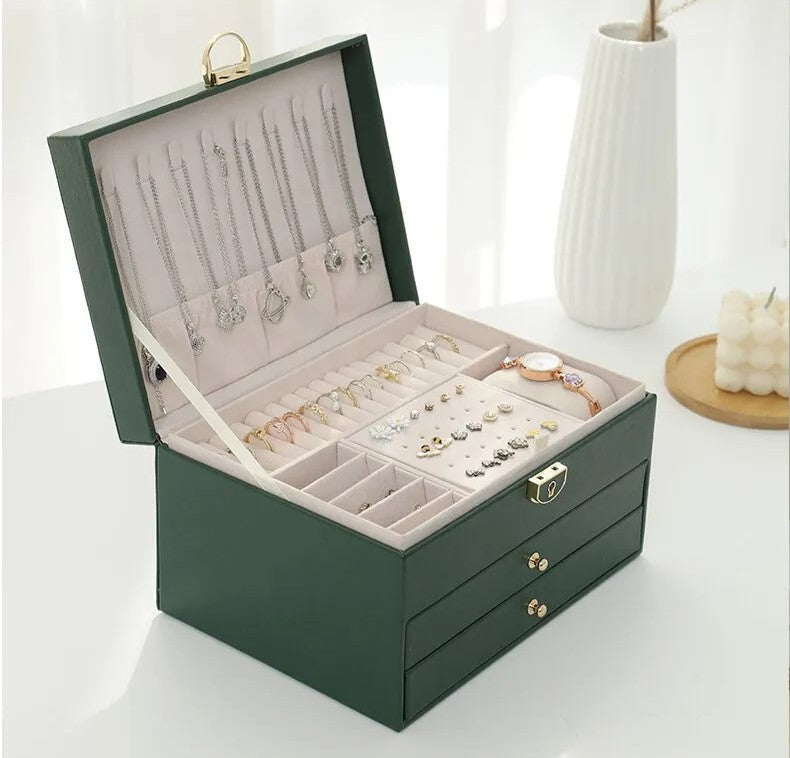 Elegant gift idea: Multi-layer jewelry storage box to keep accessories organized, secure, and tangle-free.