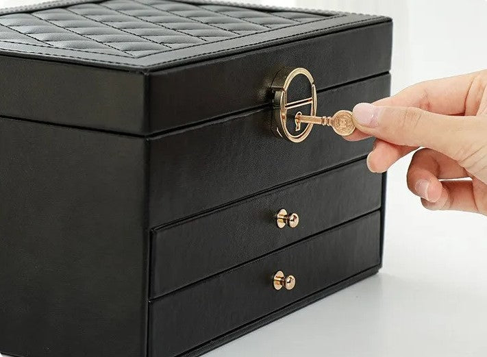 Functional 3-tier jewelry box, an elegant organizer to protect and display your precious jewelry items.