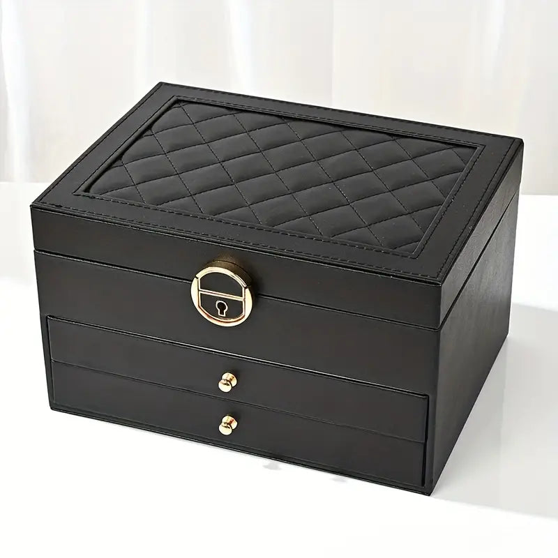 Elegant desktop jewelry storage organizer with three layers, a perfect gift for accessory lovers.