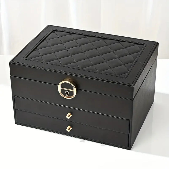 Elegant desktop jewelry storage organizer with three layers, a perfect gift for accessory lovers.