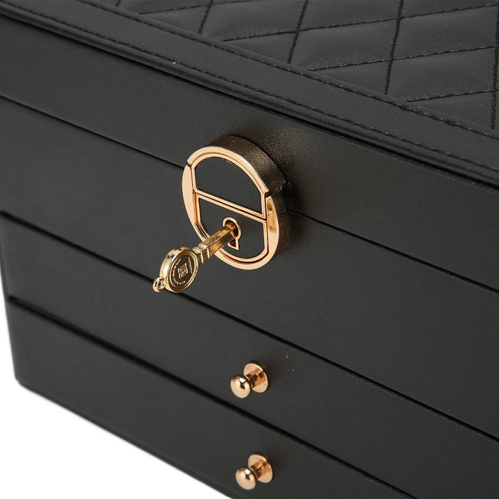Compact 3-layer jewelry box, an elegant storage solution for all your cherished accessories.
