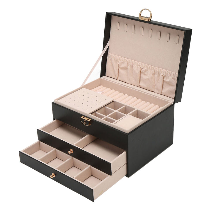 Premium multi-layer jewelry organizer, a sophisticated accessory keeper for any elegant vanity.