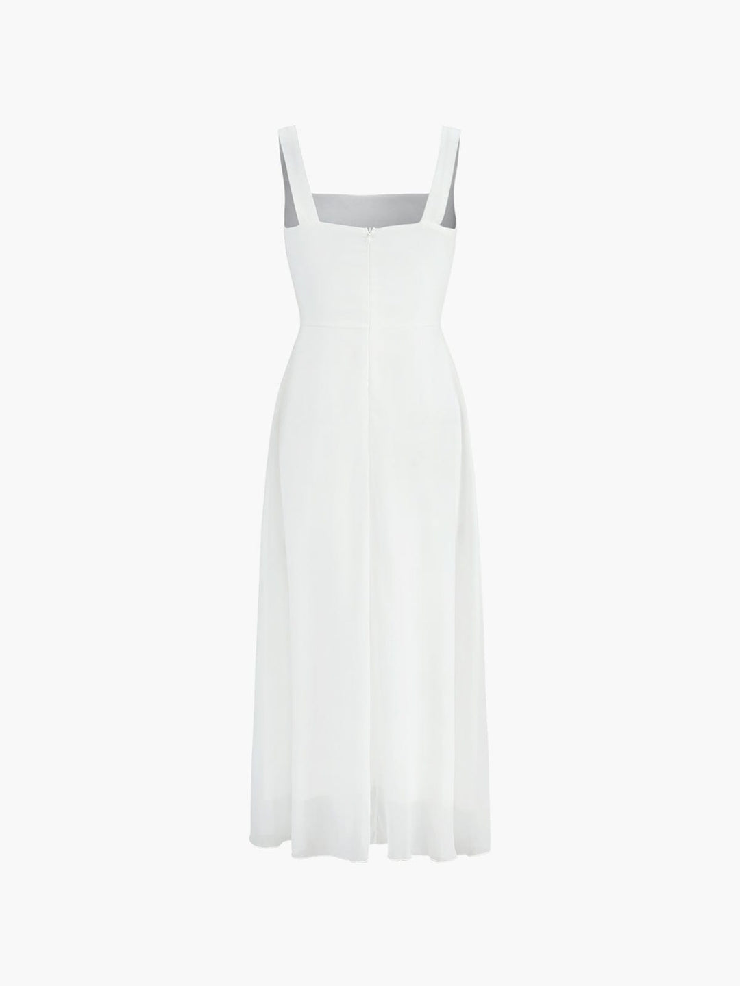 Chic women's A-line party dress; a graceful midi with an elegant square neck for evening events.