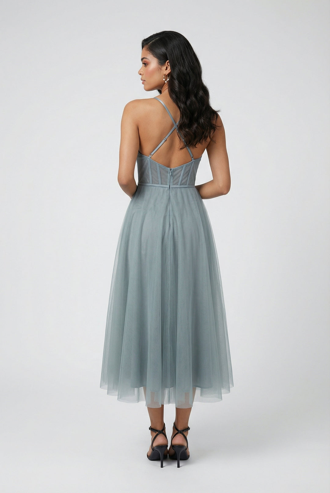 Comfortable sleeveless A-line midi dress in a stylish blue hue, ideal for casual outings.
