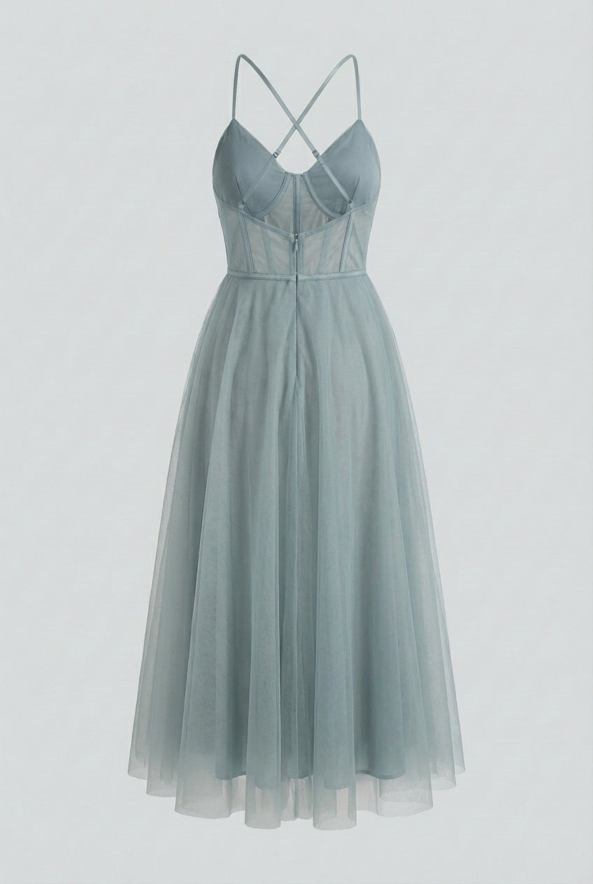 Sleeveless women's midi dress with an A-line cut, a comfortable and stylish grey option.