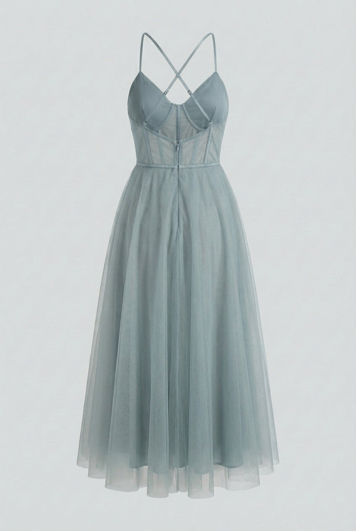 Sleeveless women's midi dress with an A-line cut, a comfortable and stylish grey option.
