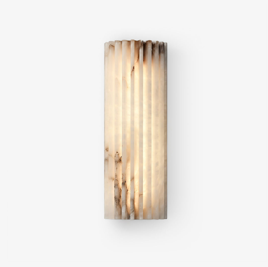 Elegant alabaster LED wall light, perfect modern luxury home lighting for sophisticated interiors.