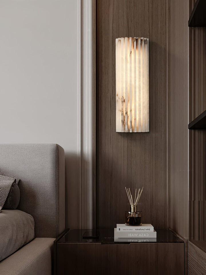 Versatile alabaster LED wall lamp, perfect modern home lighting for various interior styles.