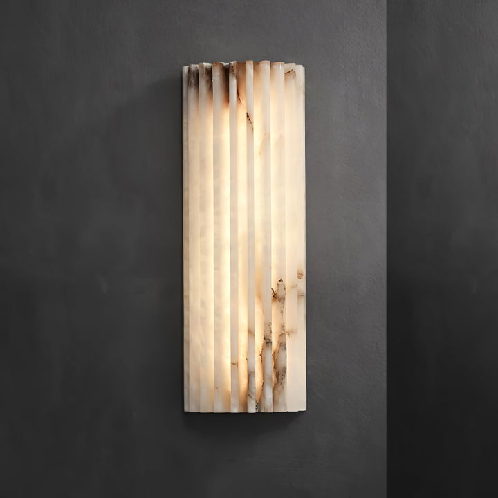 Modern interior design featuring an alabaster LED wall light, enhancing space with luxury.