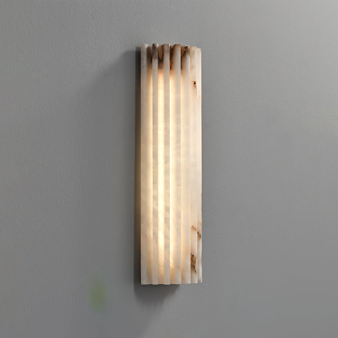 Sleek modern alabaster LED wall lamp, perfect for contemporary hallway lighting projects.
