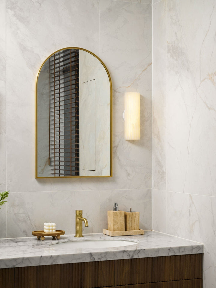 Modern alabaster LED wall lamp, ideal architectural lighting for hallways & bedrooms.