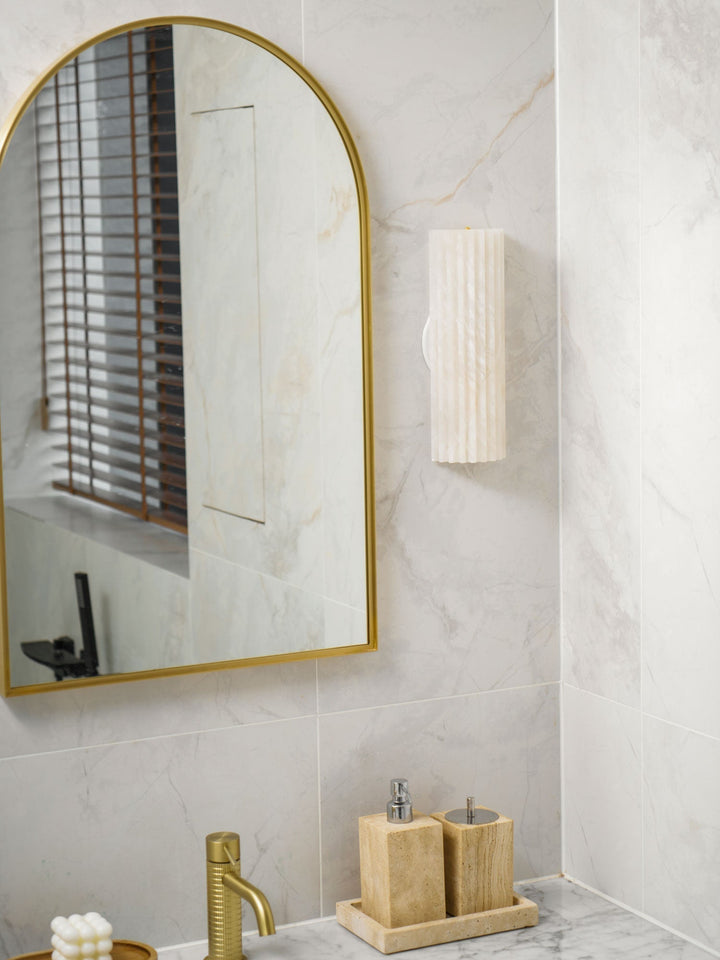 Clean design alabaster LED wall light, modern LED lighting for minimalist spaces.