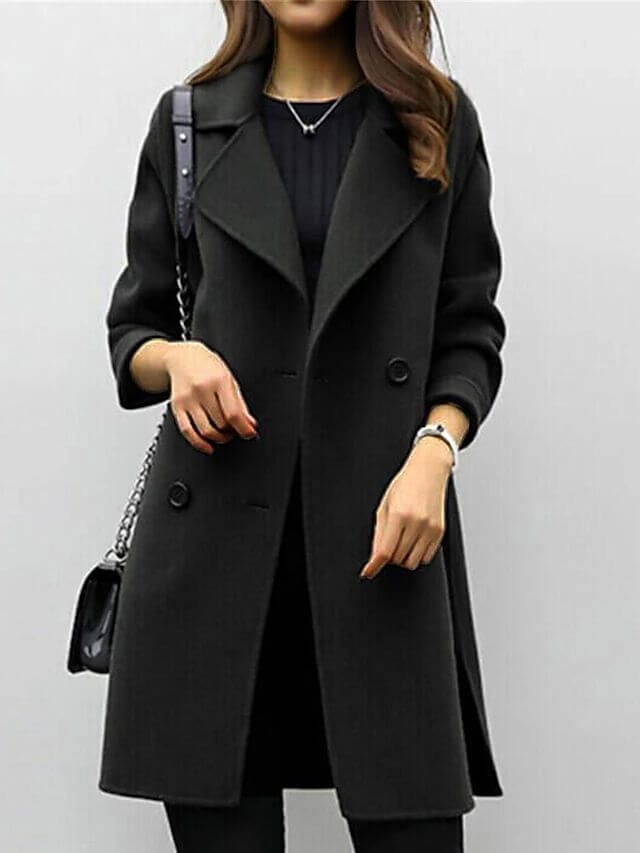 Cozy long army green women's winter jacket, elegant and warm outerwear for cold weather fashion.