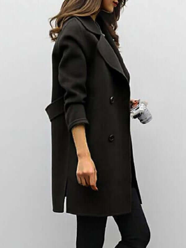 Sophisticated brown women's winter coat, stylish and warm, perfect for elegant cold weather fashion.