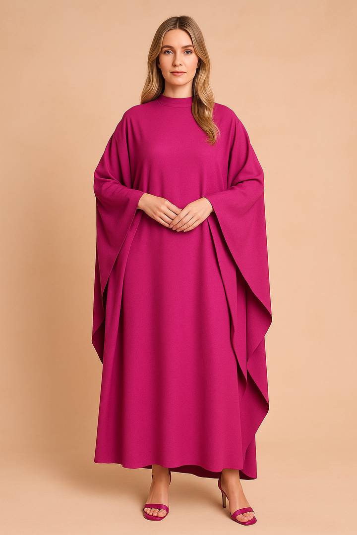 Women's long elegant maxi dress with flowy batwing sleeves, perfect party dress.