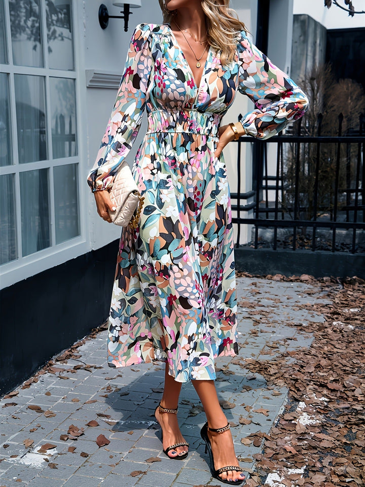 Shop the latest floral print midi dress, a must-have for elegant women's fashion.