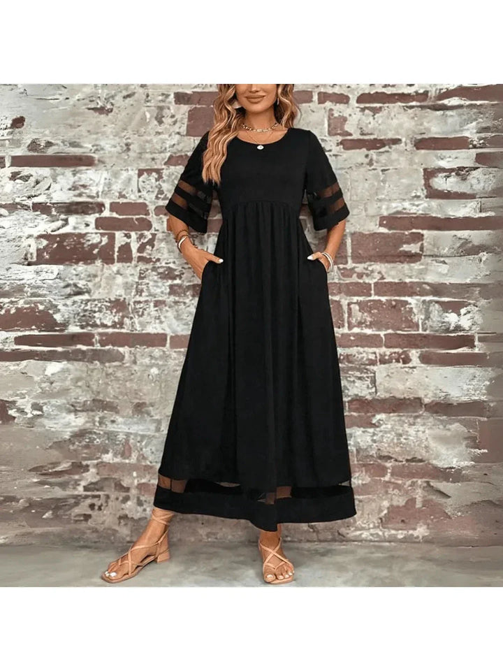 Women's red midi dress featuring effective tummy control and elegant design.