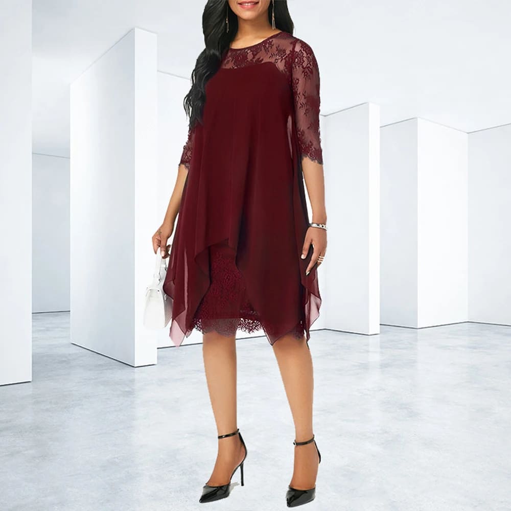 Versatile plus size midi dress for women, in various colors. Elegant, comfortable & all-season style.