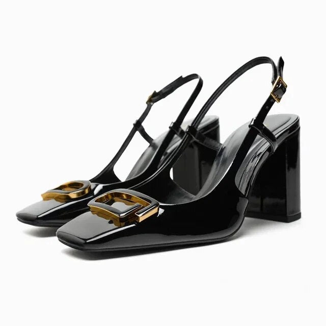 Get sophisticated with these chic sling back block heels, versatile office and dress shoes.