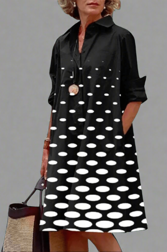 Elegant black women's midi dress, comfortable loose fit, versatile for summer & spring, chic effortless style.