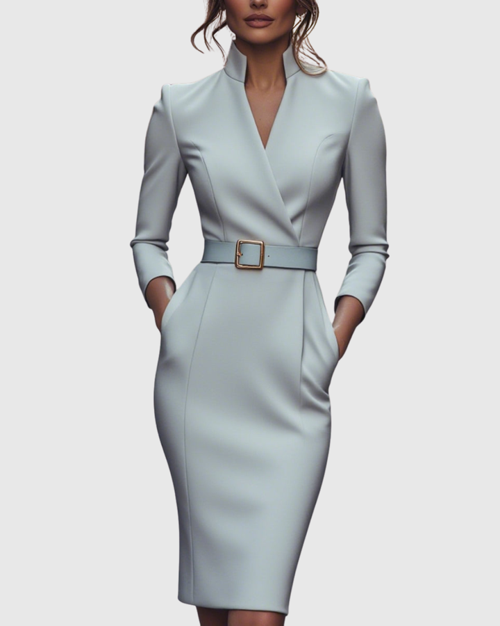 Women's versatile midi dress, pull-on, day to night style, flattering & comfortable.