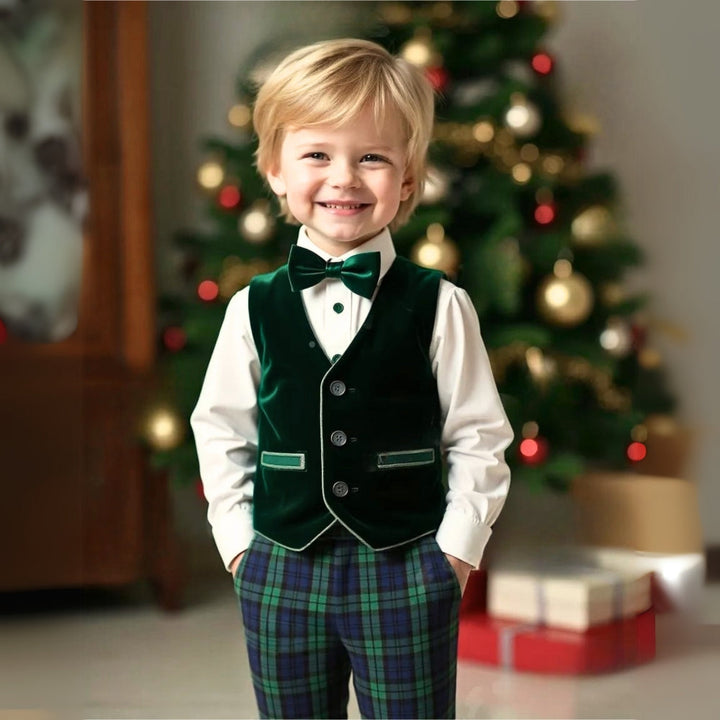 Kids' elegant blue suit, a complete 3-piece formal outfit for weddings & holidays.