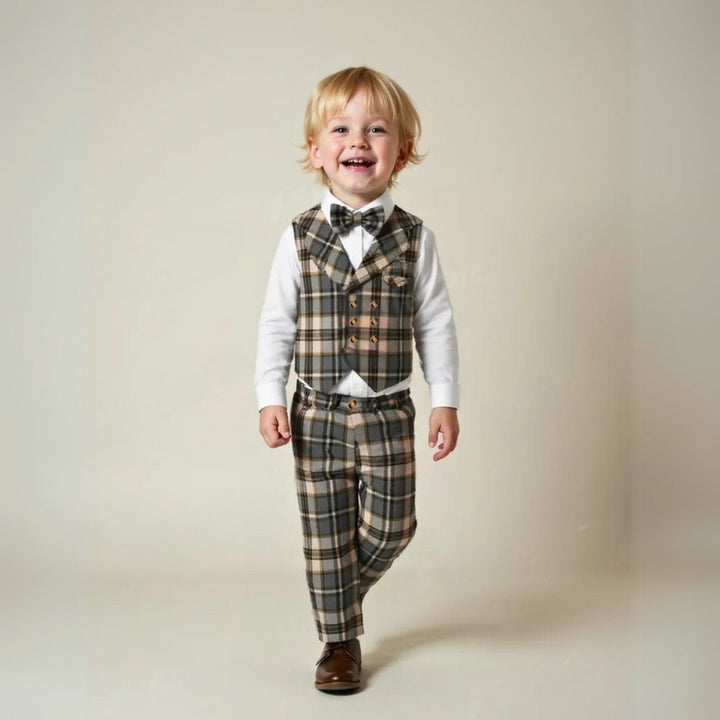 Young boy's blue 3-piece suit, perfect for a wedding, party or formal gathering.