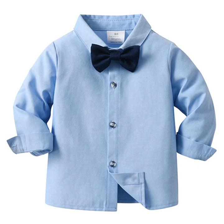 Kids' navy blue tuxedo-style suit, a complete formal wear outfit for boys.