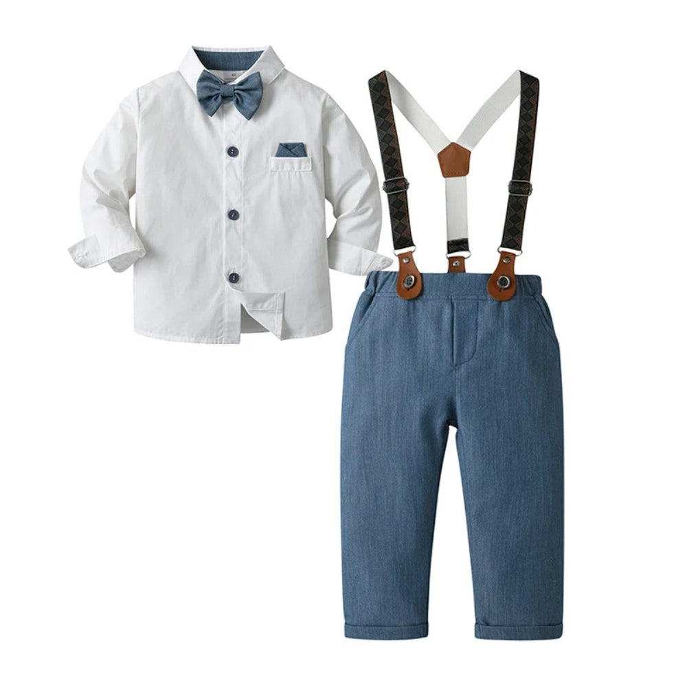 Child's special occasion blue suit set, a complete formal wear package.