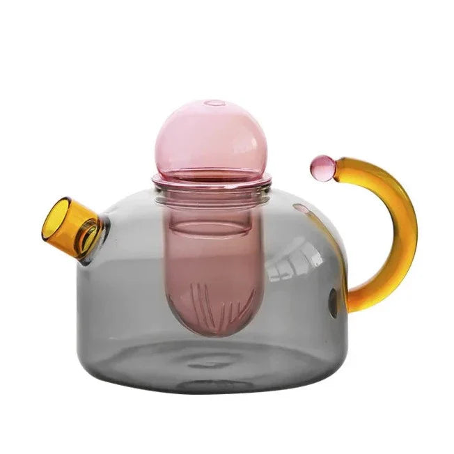 Borosilicate glass tea set with multiple matching tea cups. Perfect glassware for entertaining guests & home decor.