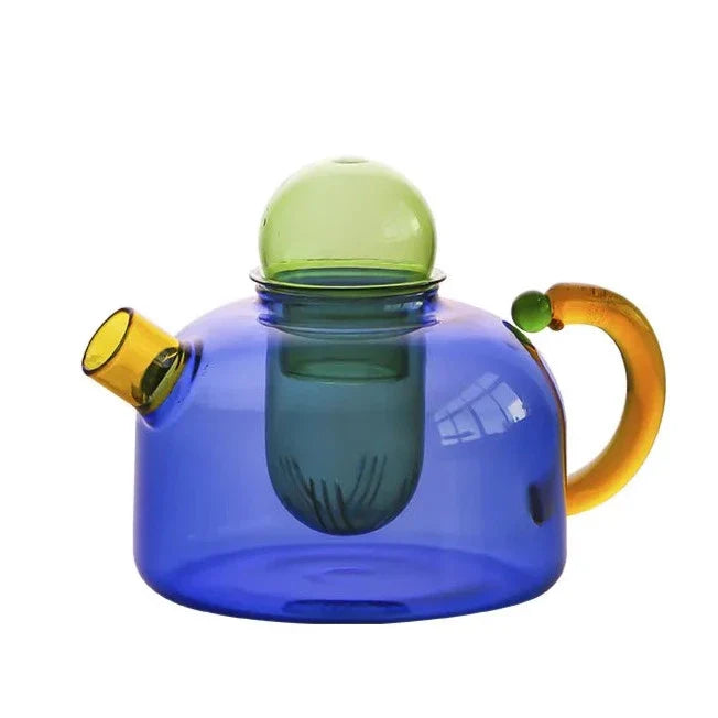 Pristine empty borosilicate glass tea set, showcasing minimalist design & elegant lines. Modern home decor.
