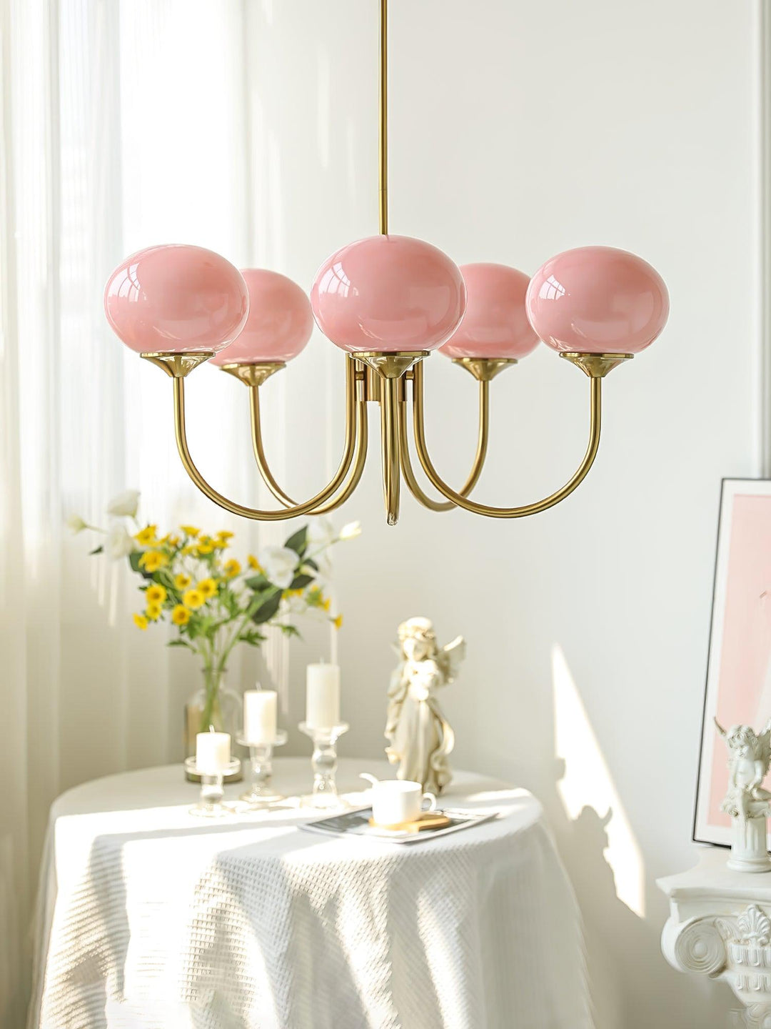 Unique chrome ring pendant lamp with frosted glass, a decorative light for any space.