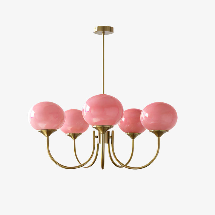 Modern brass circle lamp, a decorative pendant with glass spheres for any room.