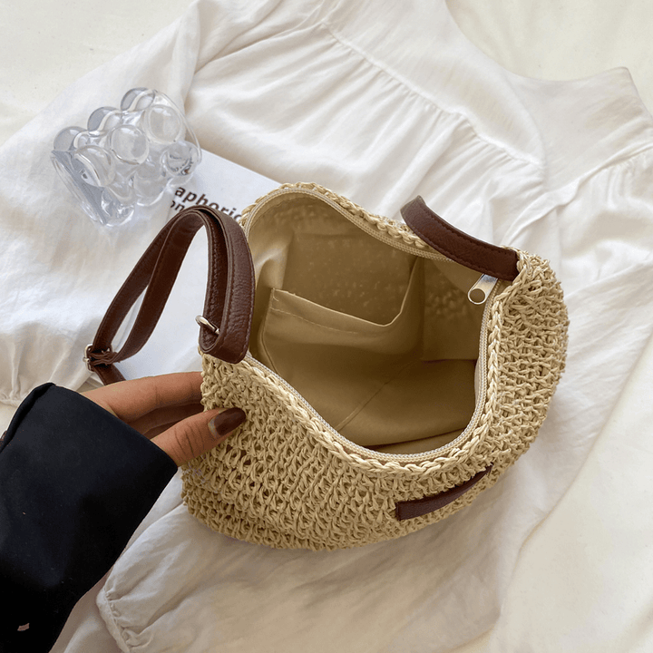 Front view of the Women's Versatile Everyday Handbag in attractive brown & beige colors.