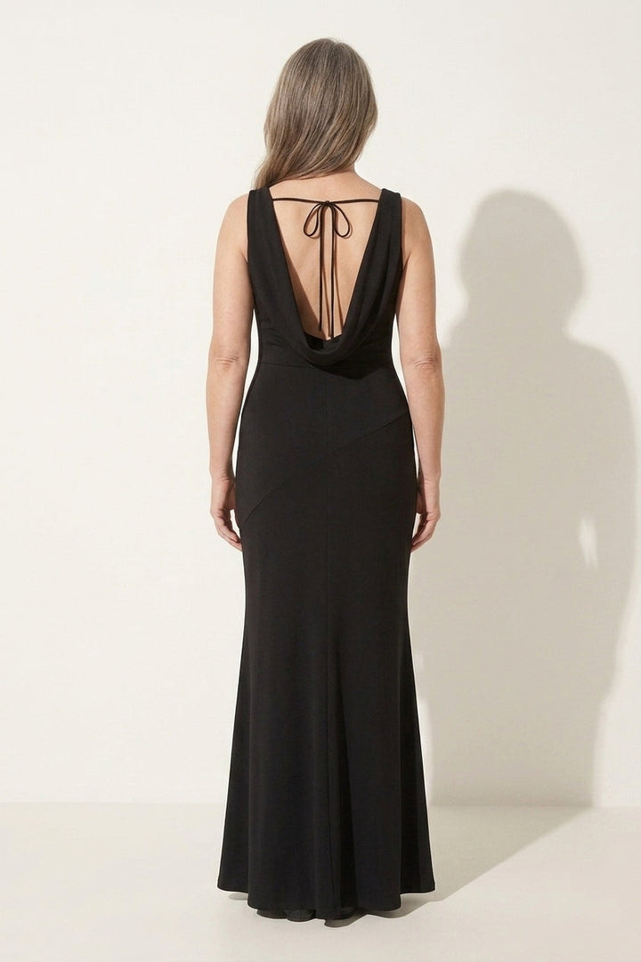 Elegant & comfortable cowl neck wedding guest maxi dress, a chic evening wear choice.