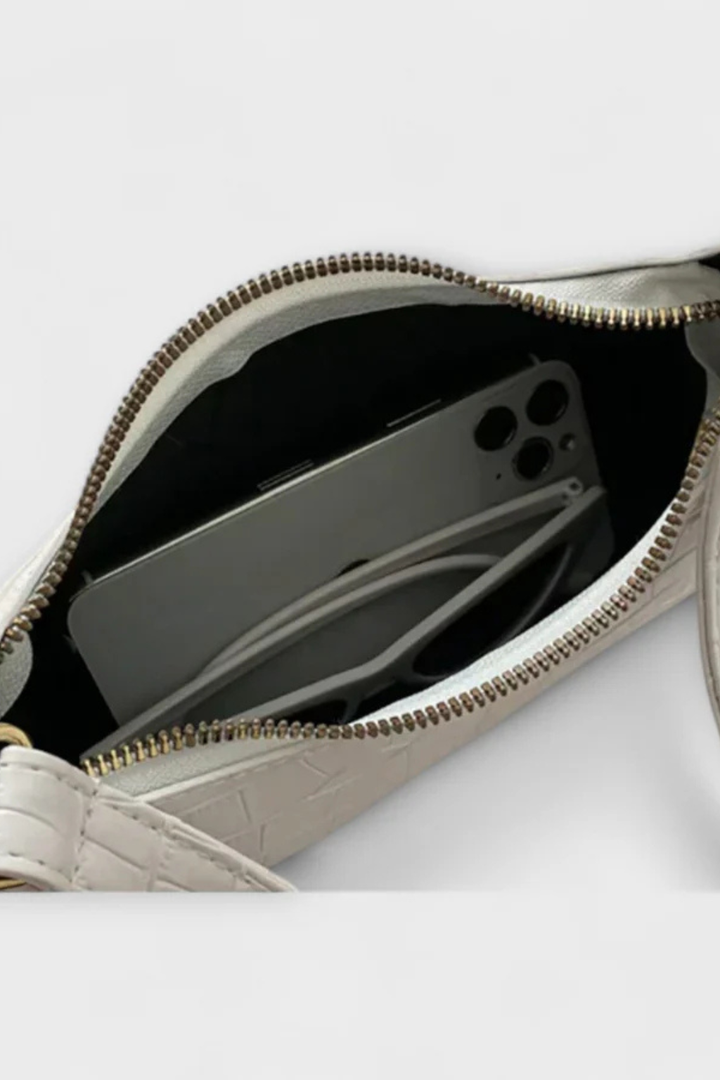 Structured classic textured shoulder bag for women, an elegant and functional fashion piece.