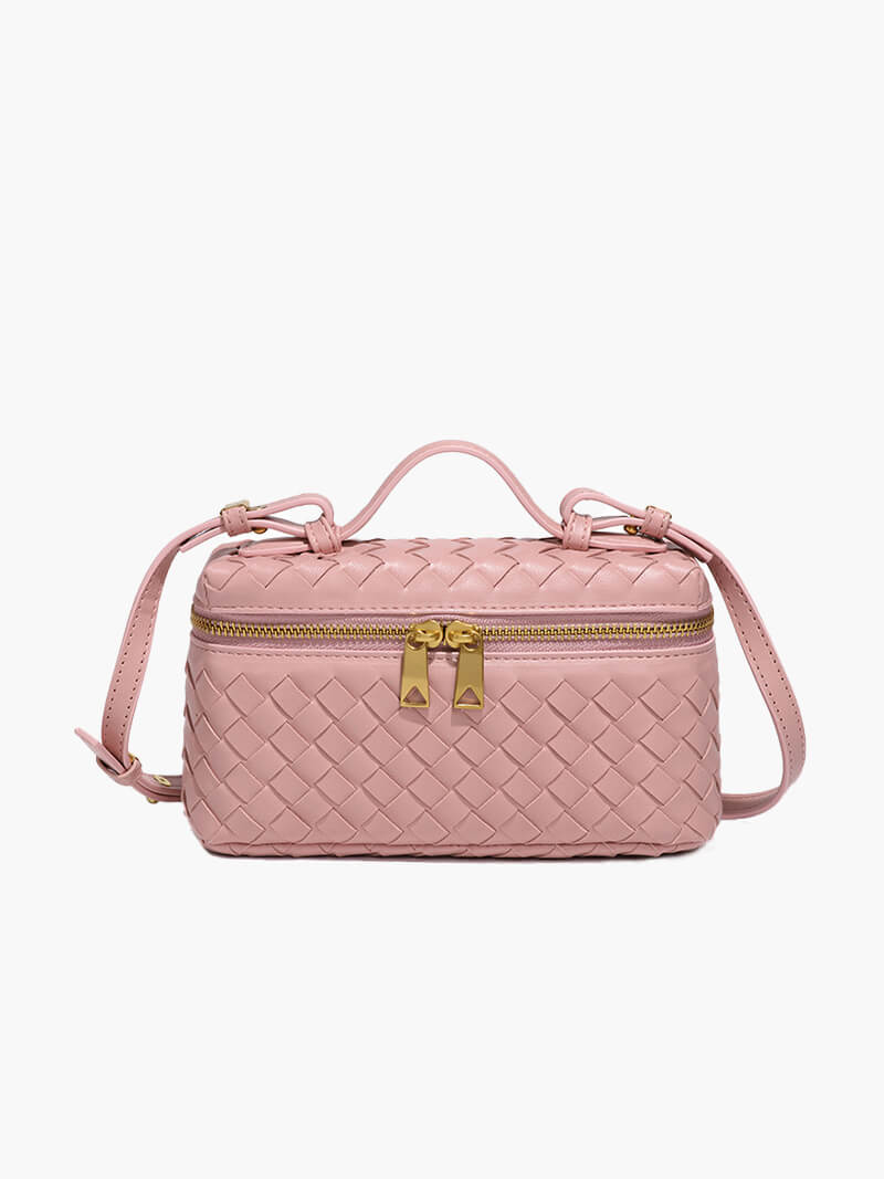 Elegant women's compact handbag, a chic shoulder bag with a stylish woven texture for daily fashion.
