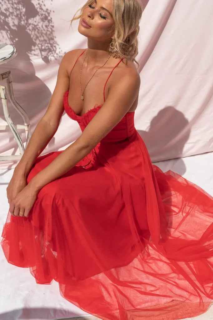 Flattering women's elegant corset midi dress, a sophisticated choice for weddings & formal parties.