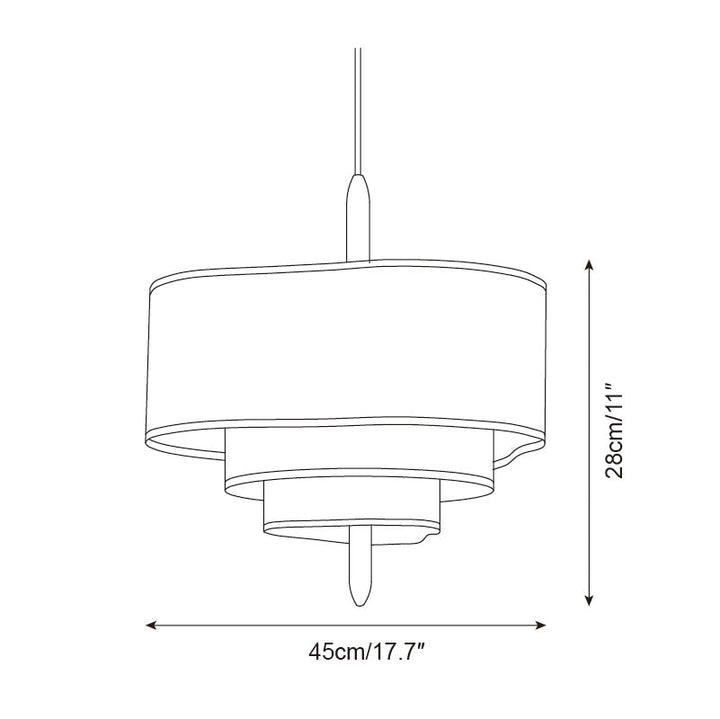 Contemporary fabric & wood pendant fixture. Modern kitchen island light.
