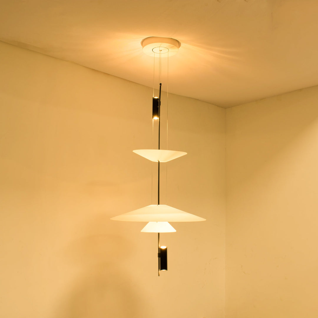 Elegant LED disc chandelier, gold floating design, perfect for modern homes.