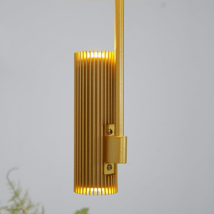 Gold finish floating disc LED chandelier, sophisticated ambient light.