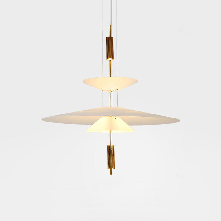 Black floating disc pendant light, integrated LED, minimalist chic, modern decor.
