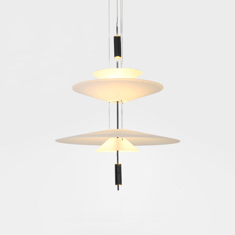 Modern integrated LED disc lamp, gold finish, elegant hanging light.