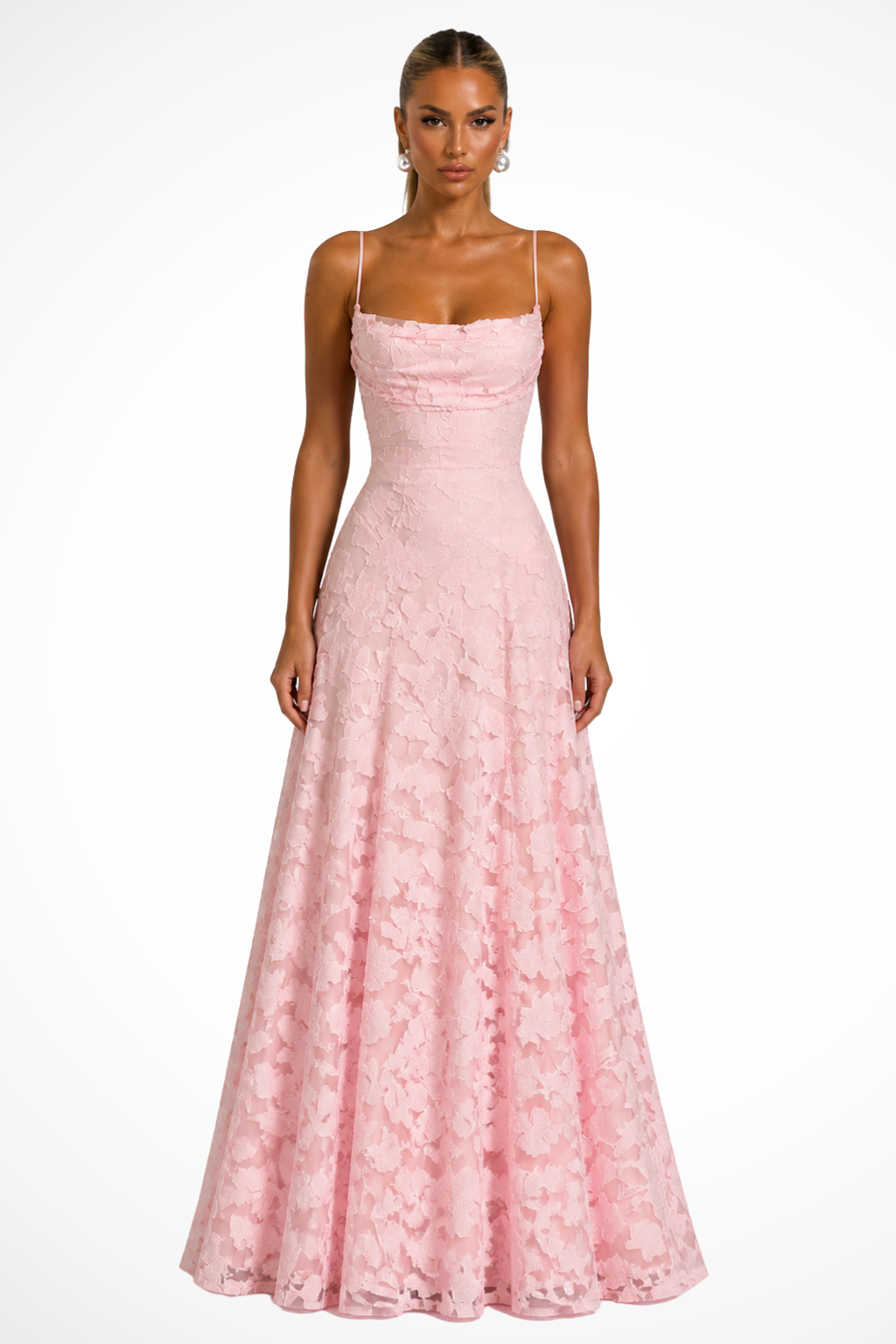 Long, elegant floral brocade maxi dress for women, a beautiful formal wedding guest option.