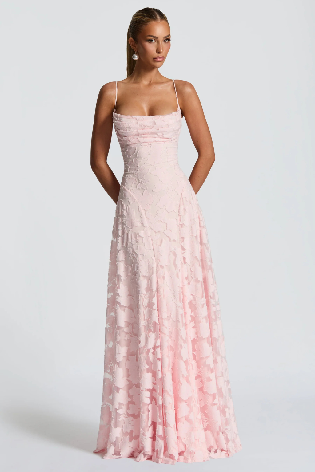 Luxurious floral brocade maxi dress, an elegant choice for women's special occasion evening wear.