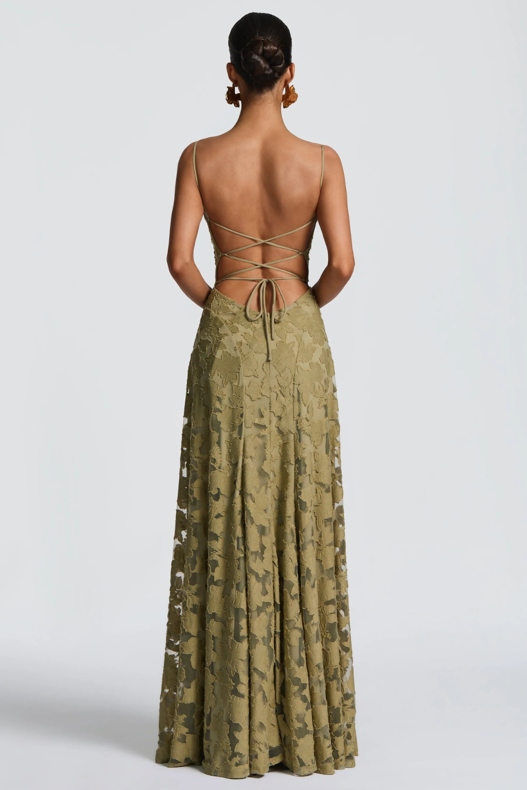 Beautiful floral brocade cami maxi dress for women, an elegant choice for parties & sophisticated events.