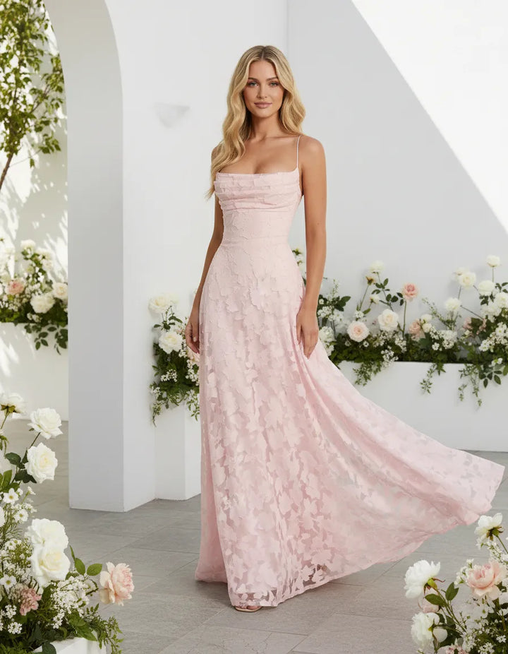 Flowy floral maxi dress, an elegant women's occasion dress for garden & evening.